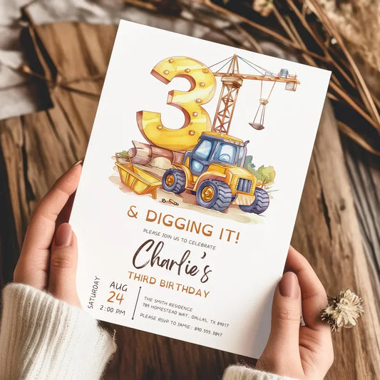 Construction Birthday Invitation, Editable Construction Invitation